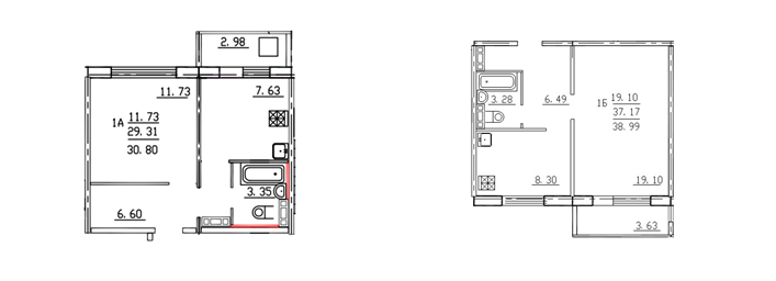 1-комнатные квартиры - Микрорайон «ИВУШКИ» 25 позиция 